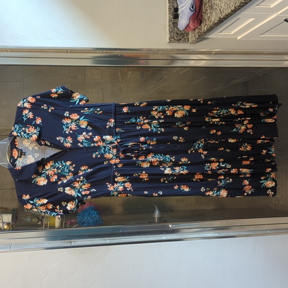 Torrid Navy Floral Shirt Dress - Picture 3 of 8
